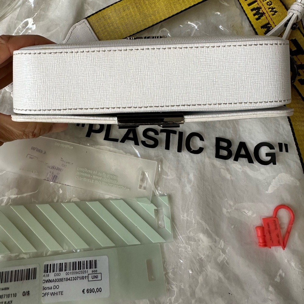 Off-White Diagonal Mini Flap Crossbody Bag Black White Binder Clip - Picture 8 of 12